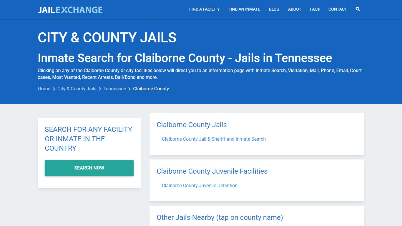 Inmate Search for Claiborne County | Jails in Tennessee - Jail Exchange